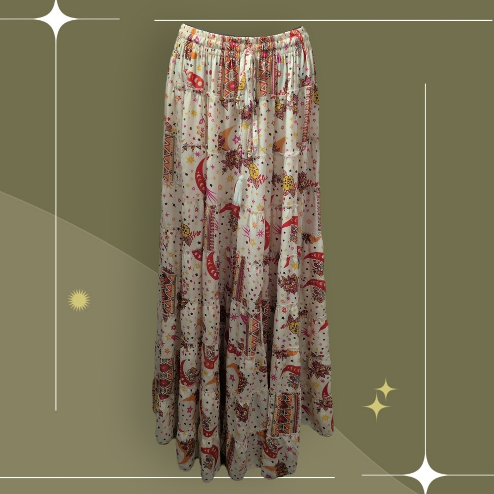 ✨ Karma Nepal Craft One Size Fits Most Celestial Maxi Skirt